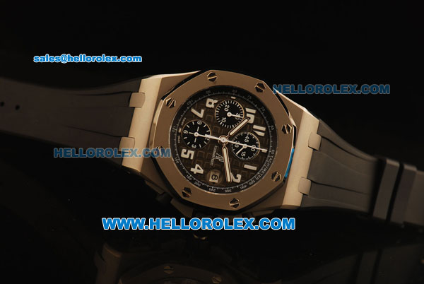 Audemars Piguet Royal Oak Offshore Grey Themes Swiss Valjoux 7750 Titanium Case with Grey Dial and Rubber Strap - Run 12@Sec - Click Image to Close